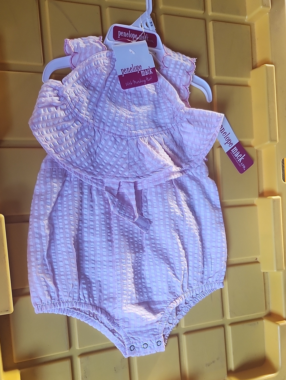 Penelope Mack Light Pink Ruffle Bubble Romper